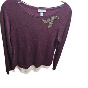Charter Club Purple Sweater With Embellishment - Size S